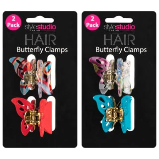 Style Studio Hair Butterfly Clamps 2pk - Red 4 Style Studio Hair Butterfly Clamps 2pk - Red - Image 2