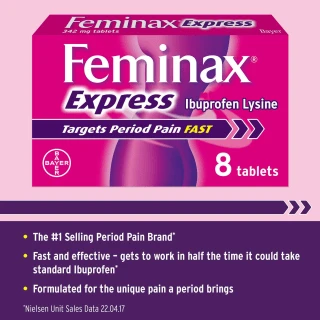 B&M Feminax Express Period Pain & Cramps Tablets 8pk 4 B&M Feminax Express Period Pain & Cramps Tablets 8pk - Image 2