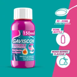 Gaviscon Double Action 150ml - Mixed Berries -Care Product Shop 379279 gaviscon 150ml double action mixed berries liquid 2