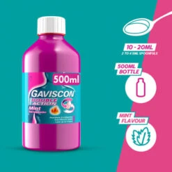 Gaviscon Double Action 500ml - Mint 10 Gaviscon Double Action 500ml - Mint -Care Product Shop 384992 gaviscon 500ml double action mint liquid 2