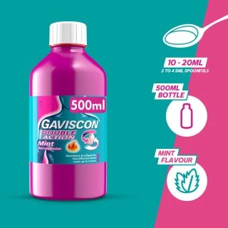 Gaviscon Double Action 500ml - Mint 5 Gaviscon Double Action 500ml - Mint - Image 3