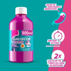 Gaviscon Double Action 500ml - Mint 12 Gaviscon Double Action 500ml - Mint -Care Product Shop 384992 gaviscon 500ml double action mint liquid 3
