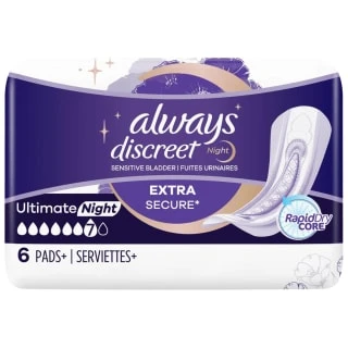 Always® Always Discreet Ultimate Night Sensitive Bladder 6pk 3 Always® Always Discreet Ultimate Night Sensitive Bladder 6pk